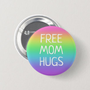 Free Mom Hugs Rainbow Button