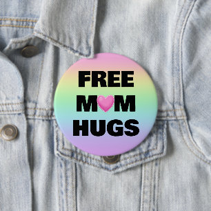 Free Mom Hugs Rainbow Heart Button
