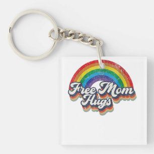 Free Mom Hugs Rainbow Heart LGBT Flag LGBT Pride M Keychain