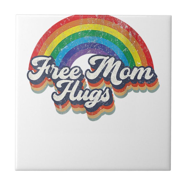 Free Mom Hugs Rainbow Heart LGBT Flag LGBT Pride M Tile (Front)