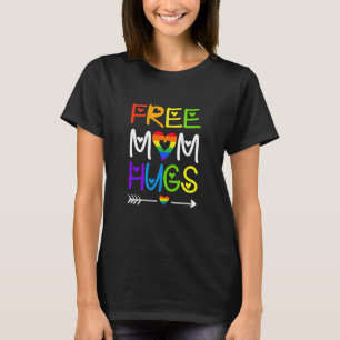 Free Mom Hugs Rainbow Heart Lgbt Pride Month Cute T-Shirt
