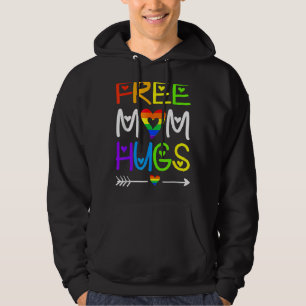 Free Mom Hugs  Rainbow Heart Lgbt Pride Month T Hoodie