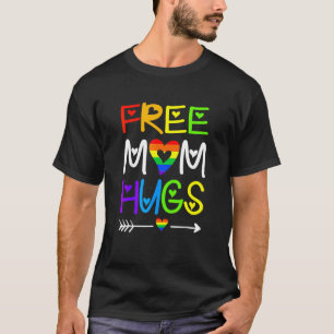 Free Mom Hugs  Rainbow Heart Lgbt Pride Month T-Shirt