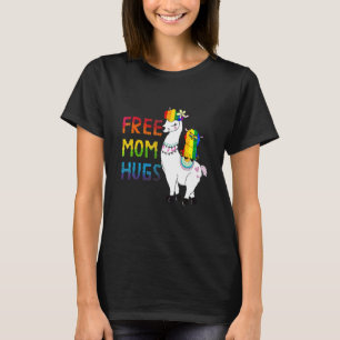 Free Mom Hugs Rainbow Heart Mama Llama Lgbt Pride  T-Shirt
