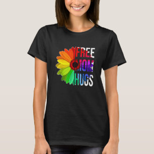 Free Mom Hugs Rainbow Sunflower Gay Pride Lgbtq Ma T-Shirt