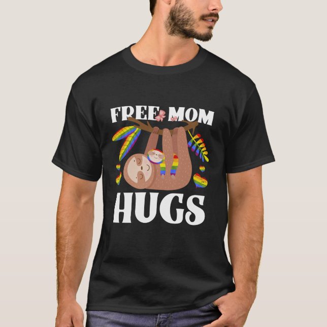 Free Mom Hugs Shirt, Funny Otter, LGBT Rainbow T-Shirt (Front)
