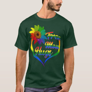 Free Mom Hugs Sunflower Heart Rainbow LGBT Gay Pri T-Shirt