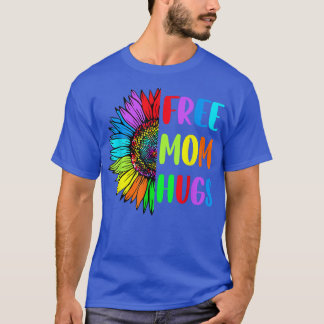 Free Mom Hugs Sunflower Rainbow Heart LGBT Pride M T-Shirt