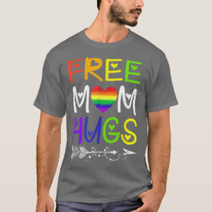 Free Mom Hugs T Rainbow Heart LGBT Pride Month T-Shirt