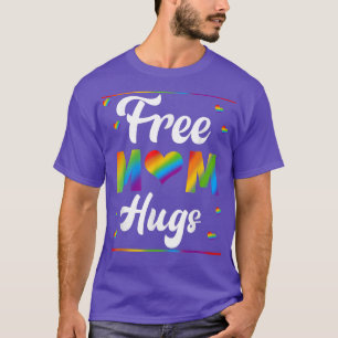 Free mom hugs with rainbow flag heart for pride mo T-Shirt