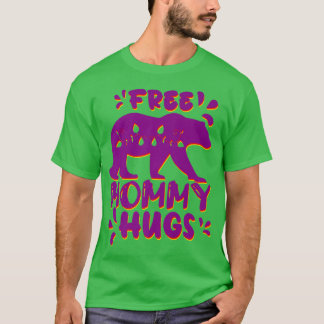 Free Mommy Hugs Purple Red Yellow Pink Bear Premiu T-Shirt