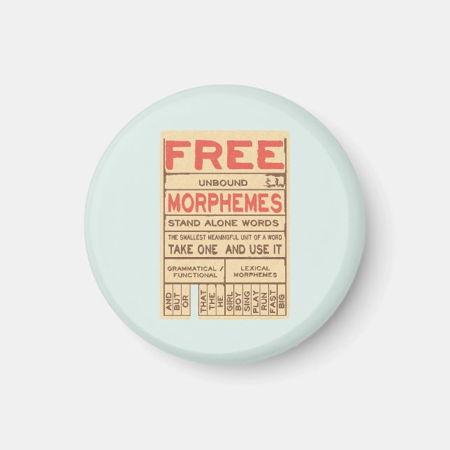 Free Morphemes Funny Grammar English Phonics Magnet (Front)