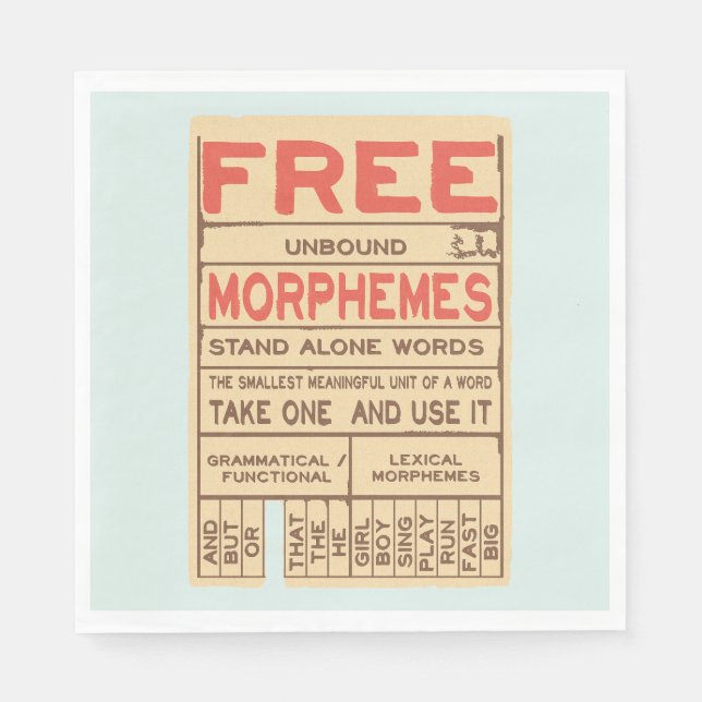 Free Morphemes Funny Grammar English Phonics Napkin (Front)