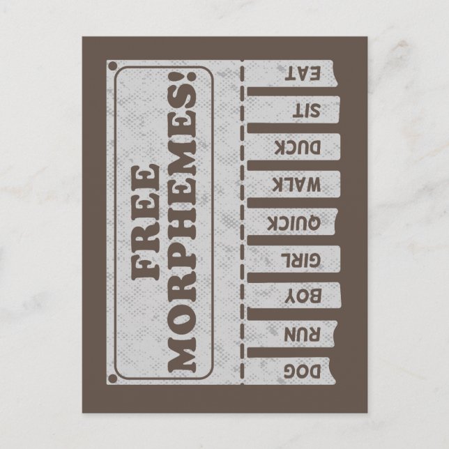 Free Morphemes Postcard (Front)