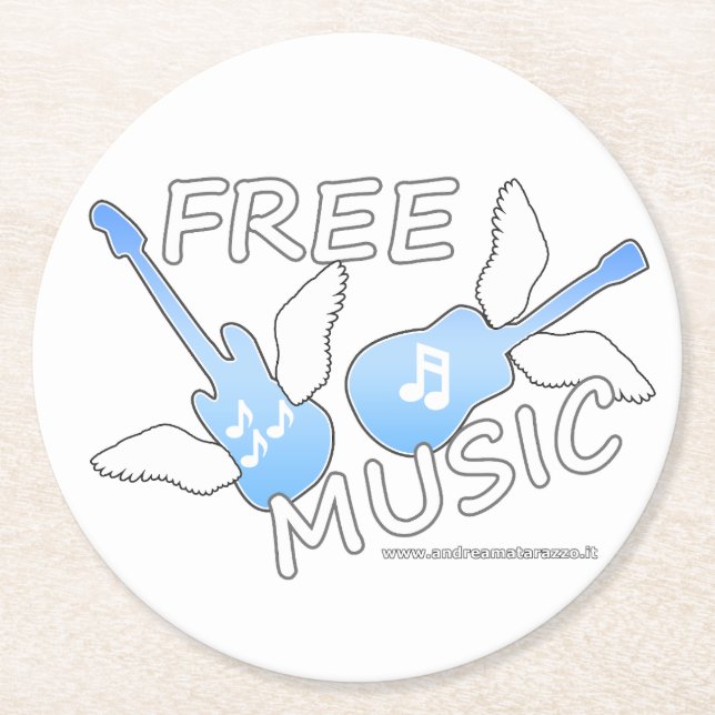 Free Music  Round Paper Coaster (Front)