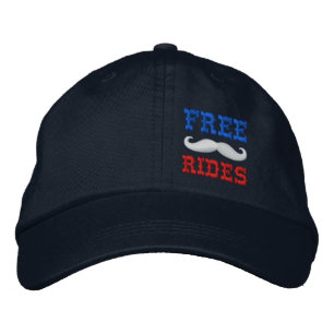 FREE MUSTACHE RIDES EMBROIDERED HAT