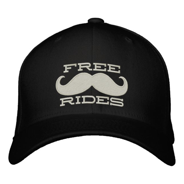 FREE MUSTACHE RIDES EMBROIDERED HAT (Front)