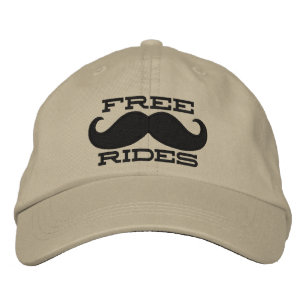 FREE MUSTACHE RIDES EMBROIDERED HAT