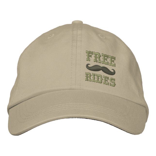 FREE MUSTACHE RIDES EMBROIDERED HAT (Front)