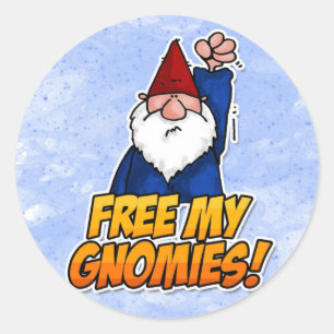free my gnomies classic round sticker