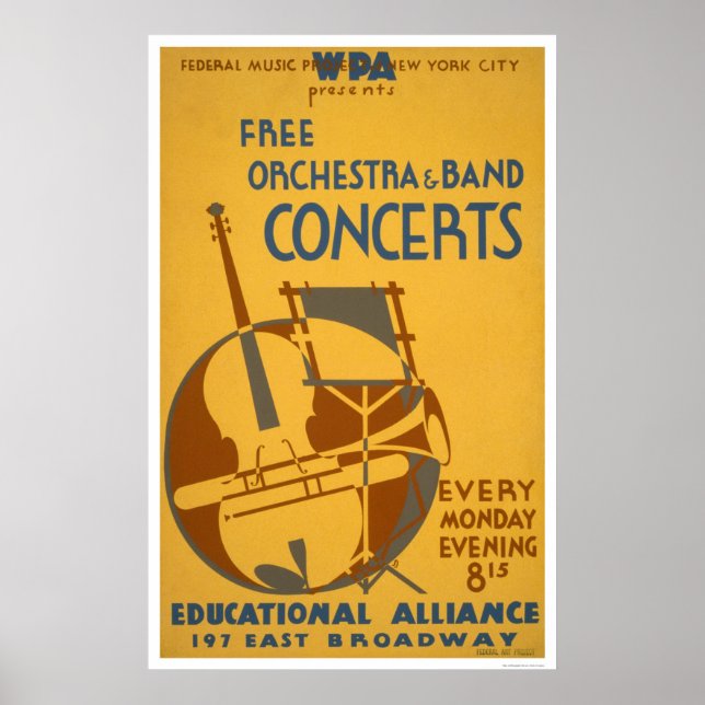 Free Orchestra Concerts 1938 WPA Poster (Front)