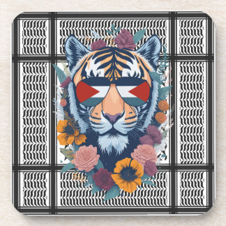 Free Palestine ARABIC WITH MAP tiger Coaster