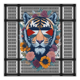Free Palestine ARABIC WITH MAP tiger Poster