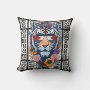 Free Palestine ARABIC WITH MAP tiger Throw Pillow