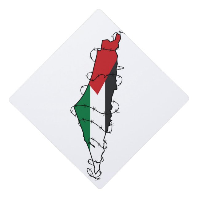 Free Palestine Barbed Wire Map Palestinian Freedom Graduation Cap Topper (Front)