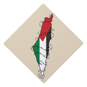 Free Palestine Barbed Wire Map Palestinian Freedom Graduation Cap Topper