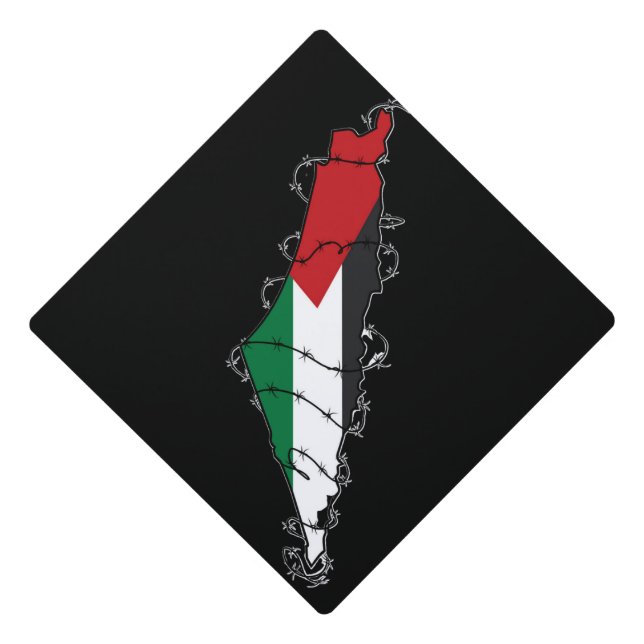 Free Palestine Barbed Wire Map Palestinian Freedom Graduation Cap Topper (Front)