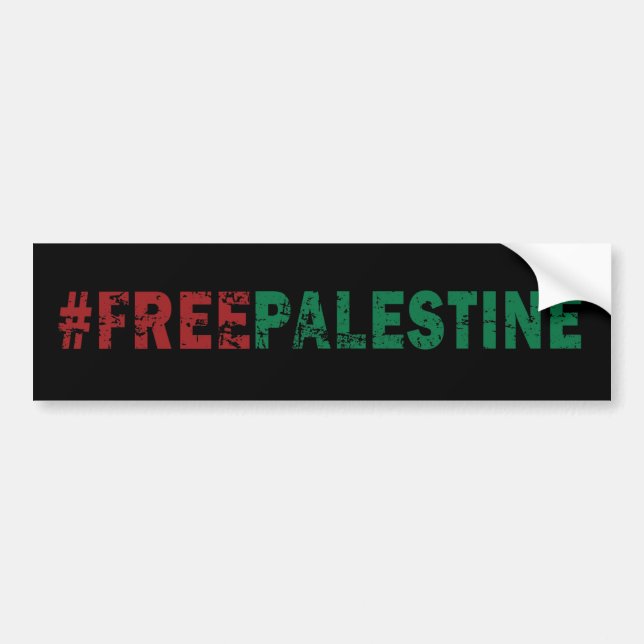 Free Palestine Black  Bumper Sticker (Front)