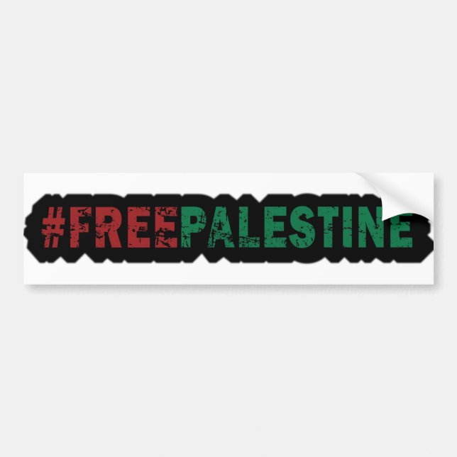 Free Palestine Black  Bumper Sticker (Front)