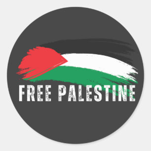 FREE PALESTINE black Classic Round Sticker