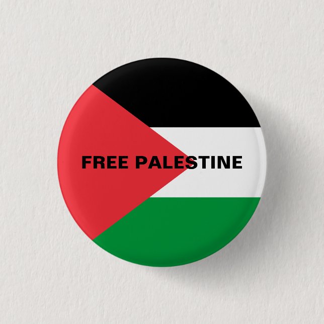 Free Palestine black custom text Palestine flag 1 Inch Round Button (Front)