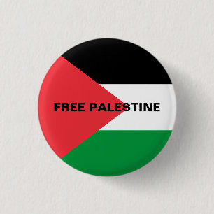 Free Palestine black custom text Palestine flag 1 Inch Round Button