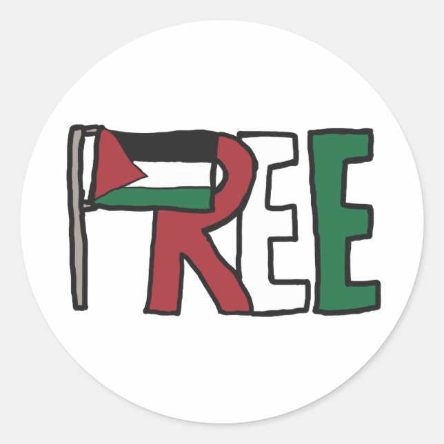 Free Palestine Classic Round Sticker (Front)