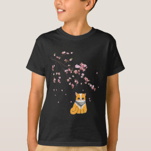 Free Palestine Cute Cat Cherry Blossom Sakura Flow T-Shirt