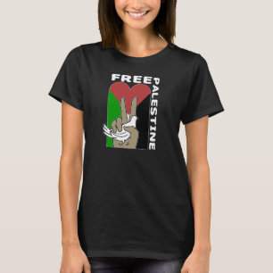 Free Palestine Dove Heart Peace Sign tshirt noir