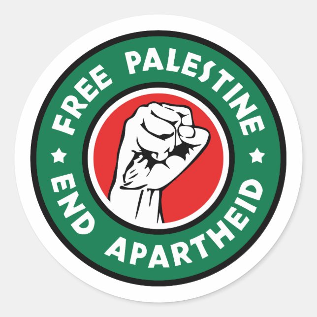 Free Palestine End Apartheid Classic Round Sticker (Front)