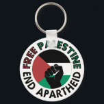 Free Palestine End Apartheid Palestine Flag Keychain<br><div class="desc">Free Palestine End Apartheid white background 
 revolutionary fist
 Palestinian Flag of palestine
 Green Black White Red Palestine flag 
 End Apartheid Israel 
 Join the movement to save Palestinians from Israeli war of aggression 
 Boycott Israel Stop buying Israeli goods
 Middle East conflict</div>