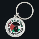 Free Palestine End Apartheid Palestine Flag Keychain<br><div class="desc">Free Palestine End Apartheid white background 
 revolutionary fist
 Palestinian Flag of palestine
 Green Black White Red Palestine flag 
 End Apartheid Israel 
 Join the movement to save Palestinians from Israeli war of aggression 
 Boycott Israel Stop buying Israeli goods
 Middle East conflict</div>