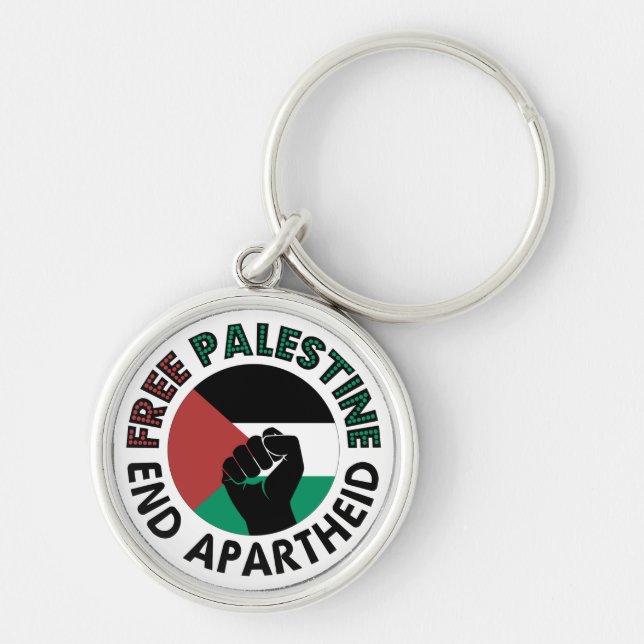 Free Palestine End Apartheid Palestine Flag Keychain (Front)