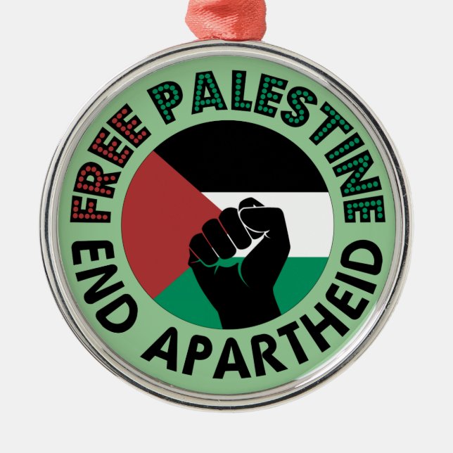 Free Palestine End Apartheid Palestine Flag Metal Ornament (Front)