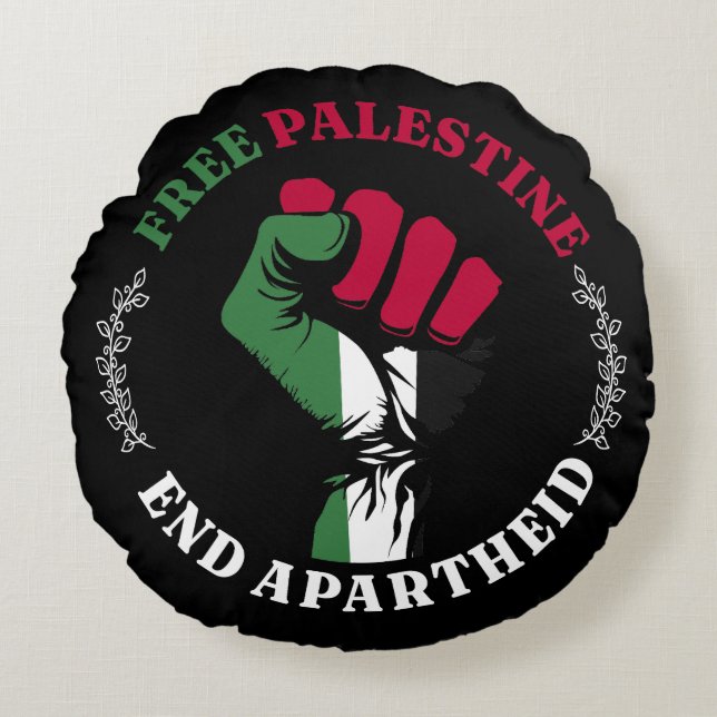 Free Palestine End Apartheid Round Pillow (Front)