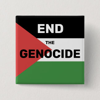 FREE PALESTINE END THE GENOCIDE FLAG RED GREEN 2 INCH SQUARE BUTTON