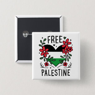 Free palestine flag 2 inch square button