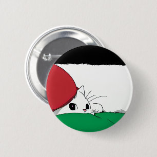 FREE PALESTINE Flag Cat 2 Inch Round Button