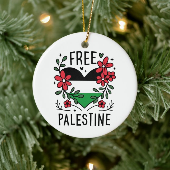 Free palestine flag ceramic ornament (Tree)
