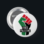 Free Palestine flag fist 2 Inch Round Button<br><div class="desc">Free Palestine flag button. Palestinian flag colours fist symbol outfit accessories for protest and rally. Stand with Palestine badge.</div>